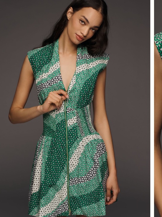 Anthropologie Dresses & Skirts - Anthropologie Tommie Green Pattern Fit-and-Flare Shirt Dress